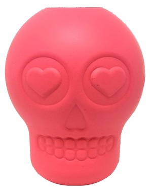 MKB Sugar Skull Durable Rubber Chew Toy & Treat Dispenser - Large - Pink