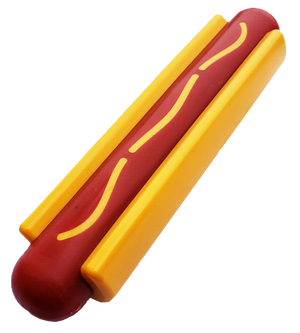 NEW! SP Hot Dog Ultra Durable Nylon Dog Chew Toy for Aggressive Chewers - Yellow/Red