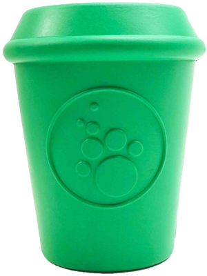 SP Coffee Cup Durable Rubber Chew Toy and Treat Dispenser - Large - Green